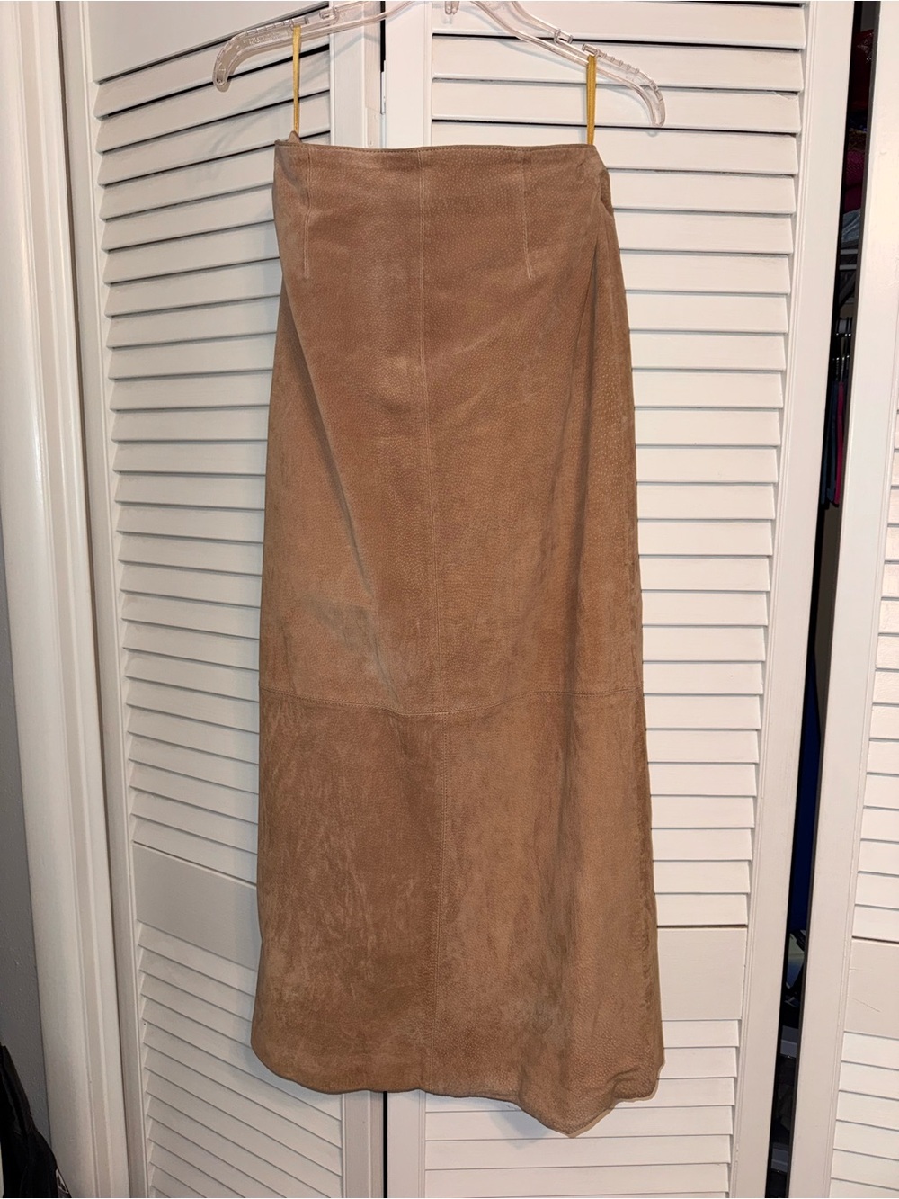 Ami Alexandre Mattiussi Tan Suede Pencil Skirt